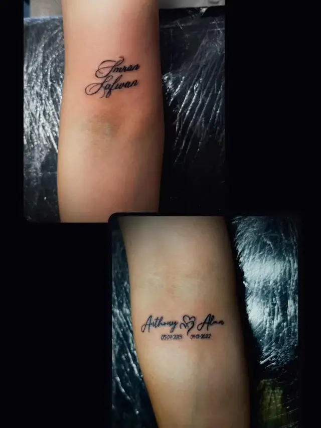 Tatuajes lettering de nombres en caligrafía en el antebrazo